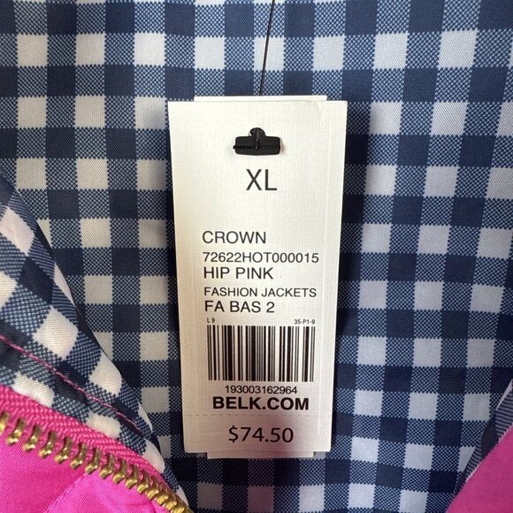 NWT Crown & Ivy‎ Hip Pink Vest Women’s Size XL Barbie Quilted Hot Clueless Gold - Picture 2 of 11